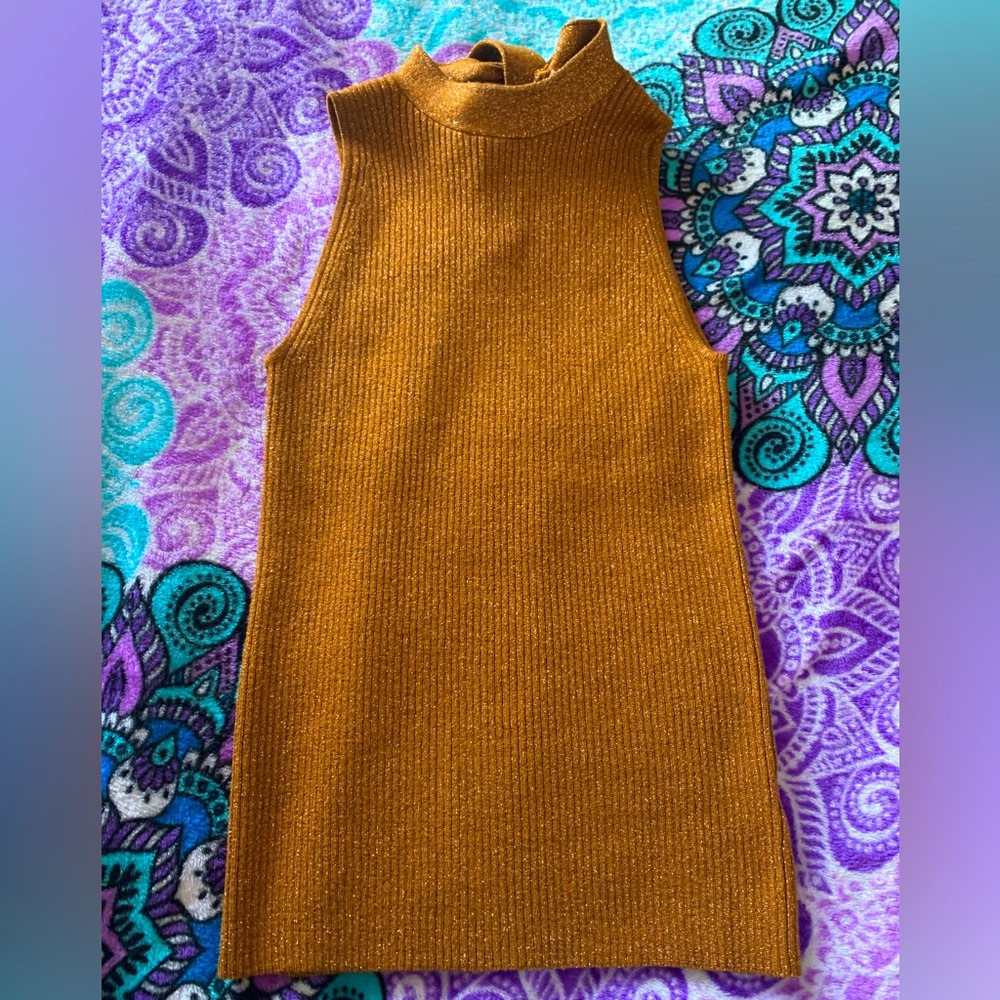 Ett Twa Anthropologie Brown Sparkle Mock Neck
Sleeveless Knit Sweater Top